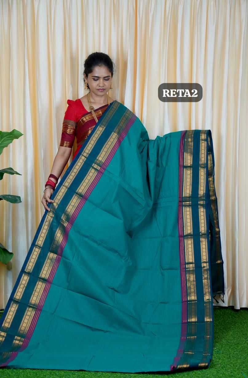 Premium kanchi cotton Running blouse. retta petta border🍏🍄
