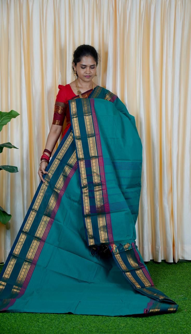 Premium kanchi cotton Running blouse. retta petta border🍏🍄