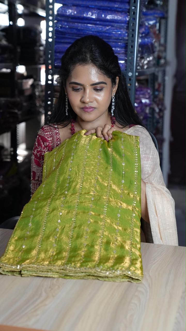 Premium space silk with Sequence work🥰🌈offer