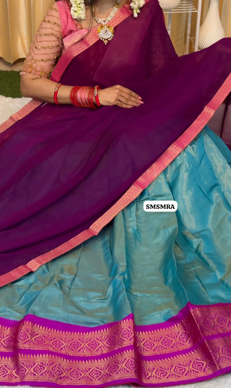 Kanchivaram semi silk zari weaving halfsaree šš„³