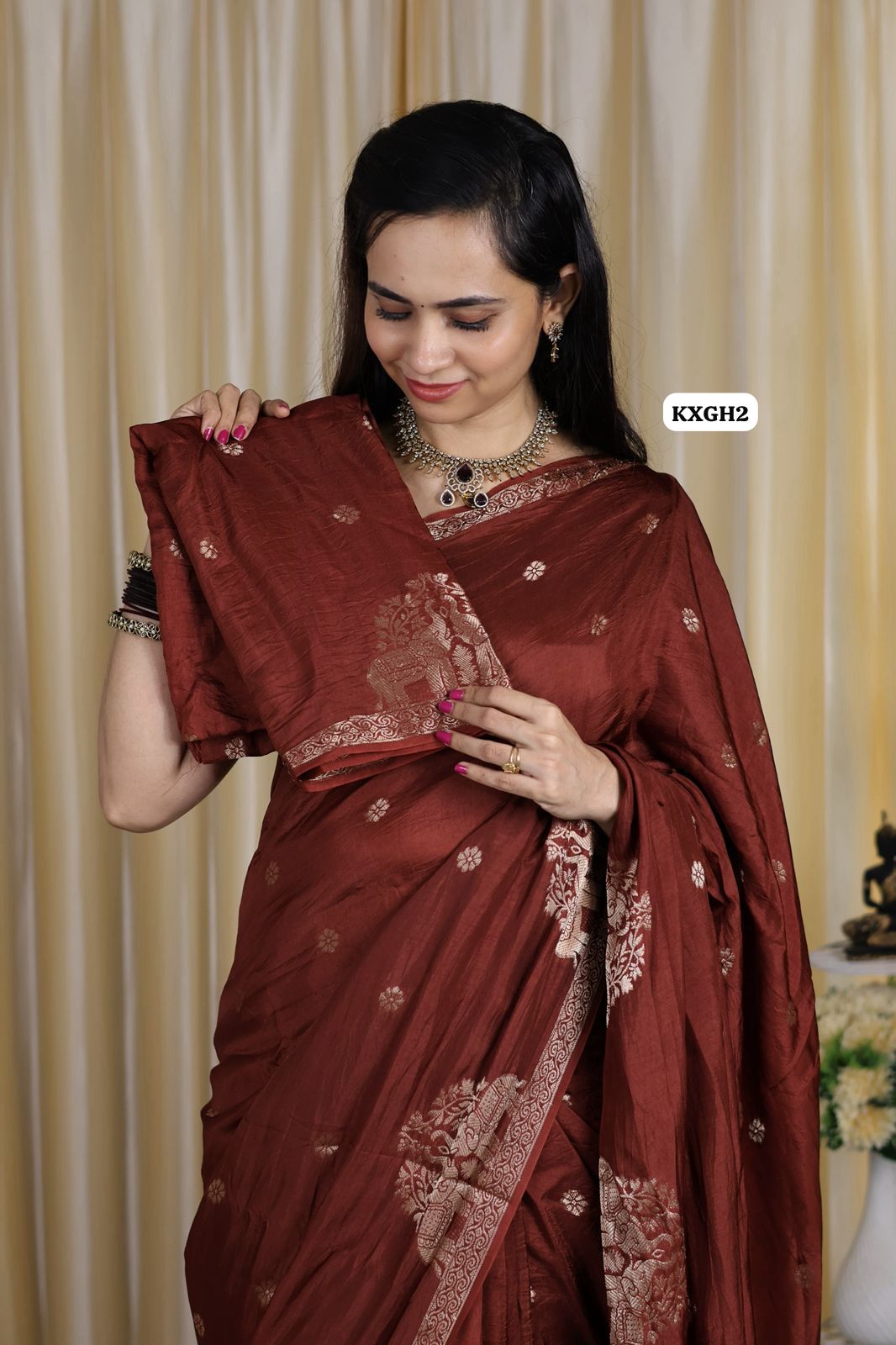 Khadi Viscose Georgette satin Border saree with running blouse🥳