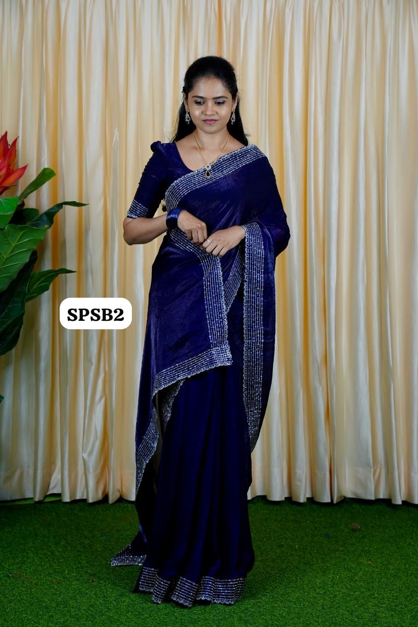 Premium space silk saree ๐ฅฐ๐๐๐ผโโ๏ธwhite stone
