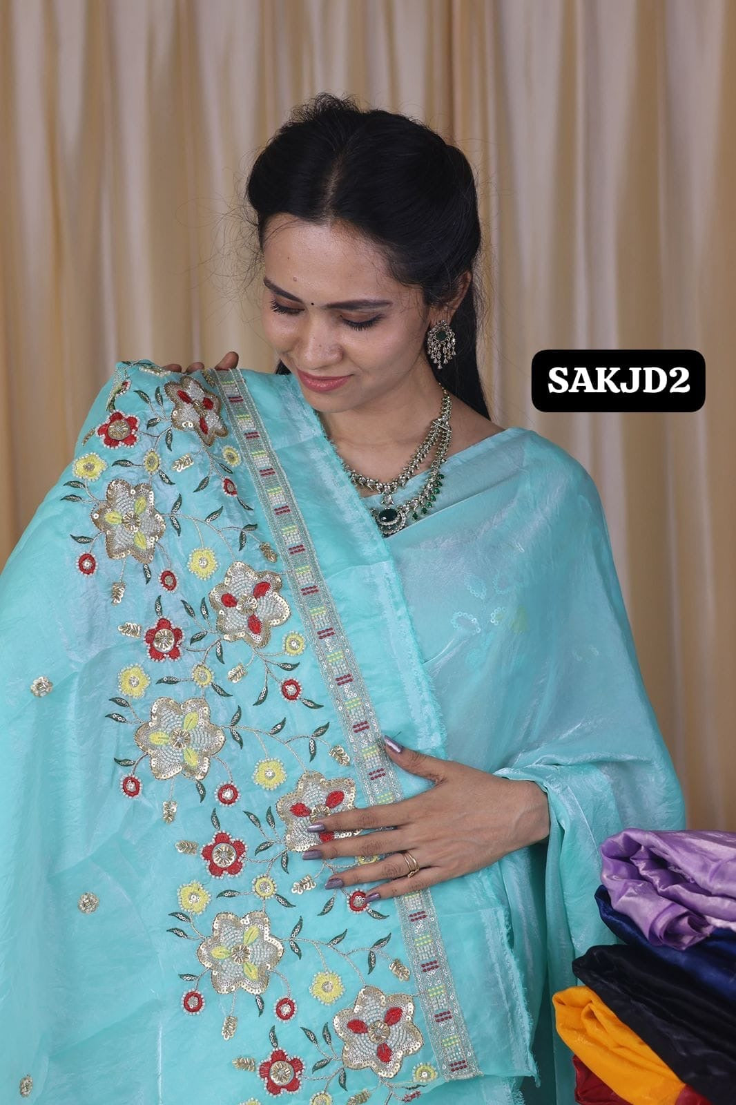 Space silk saree with work blouse 😍🥳