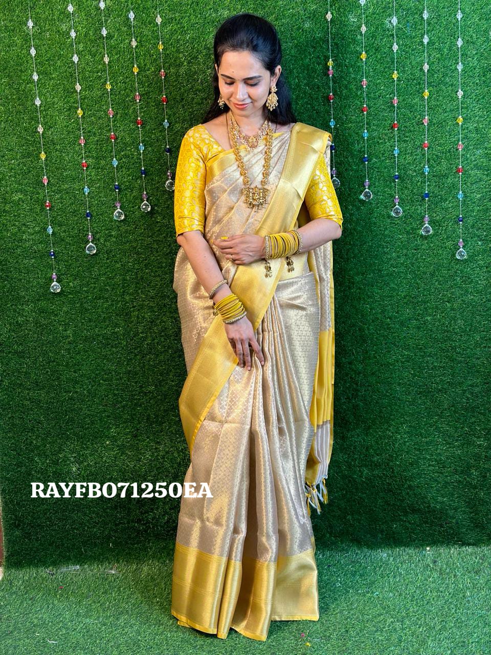 Bridal semi silk sarees with full gold zari