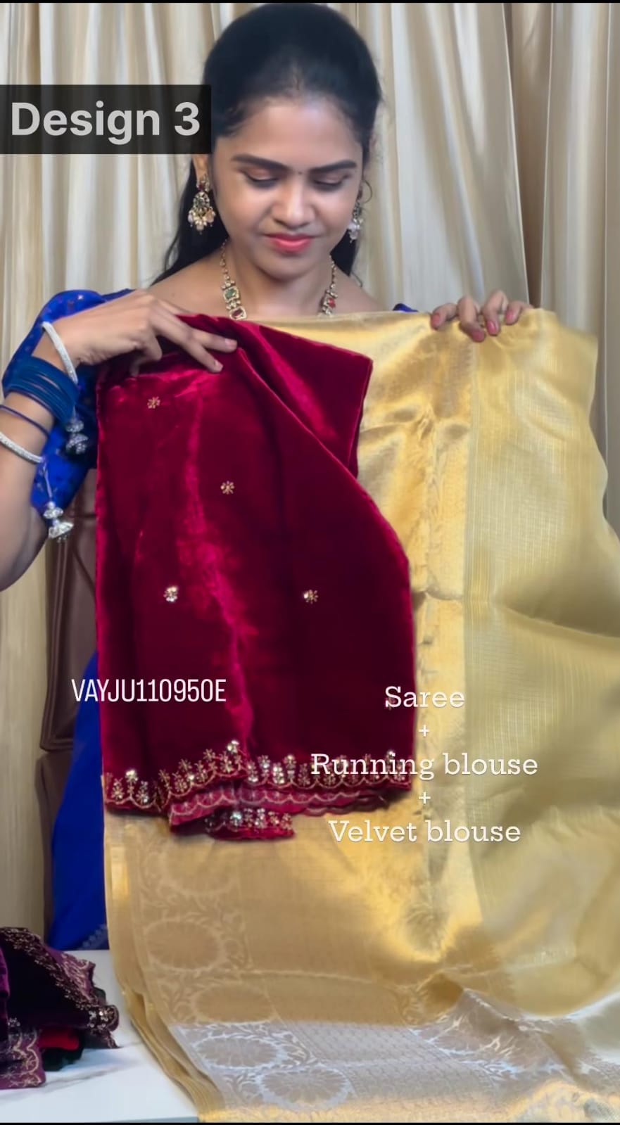 Tissue saree with velvet blouseš„³