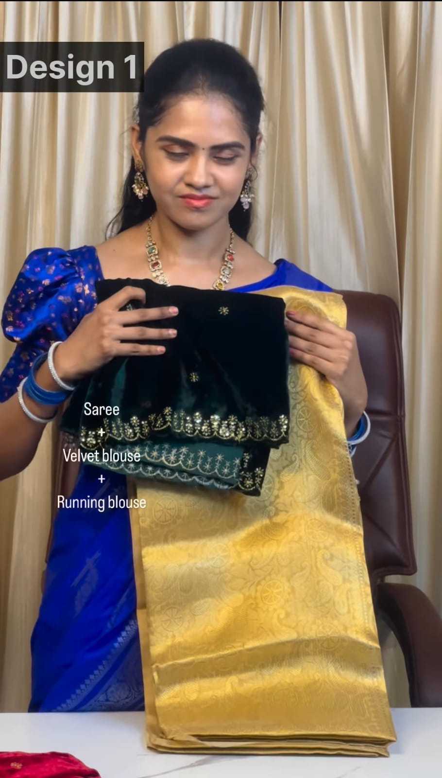 Tissue saree with velvet blouse🥳