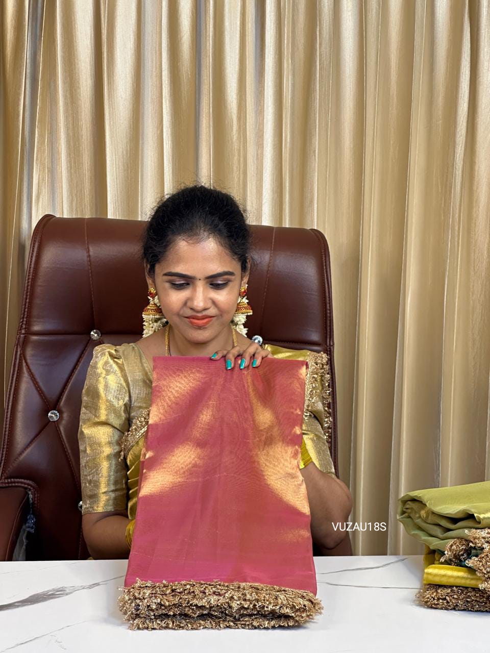 Golden tissue saree prebook 🥳