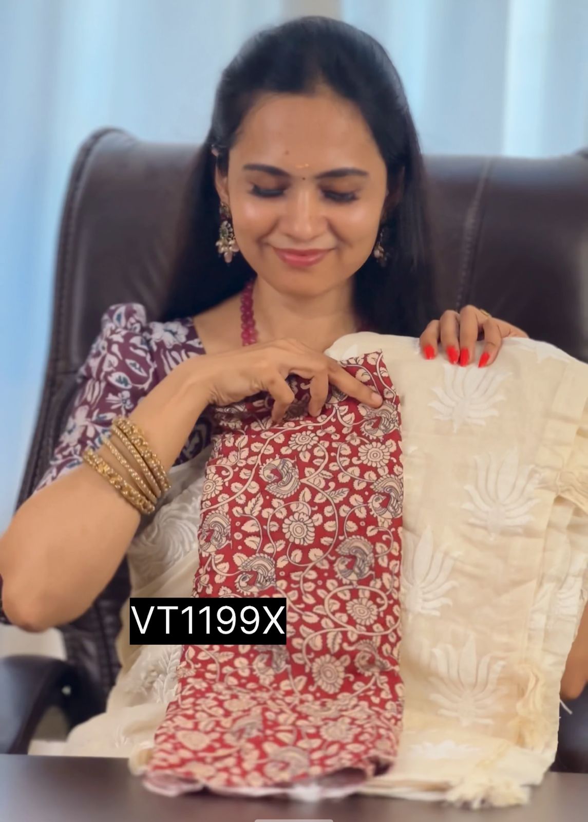 Cotton saree with embroidery work.