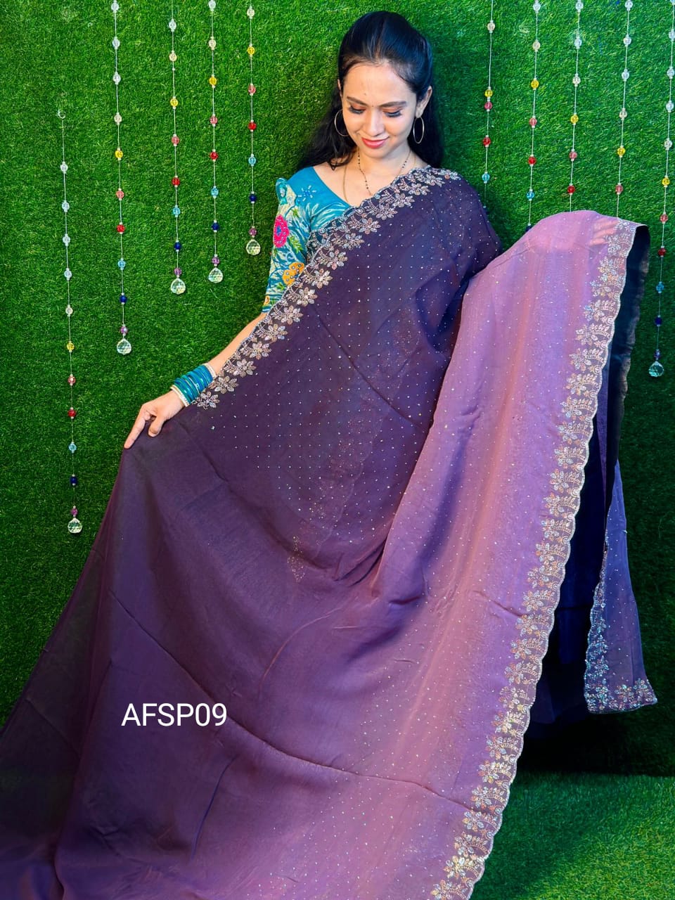 Partywear shimmer georget saree