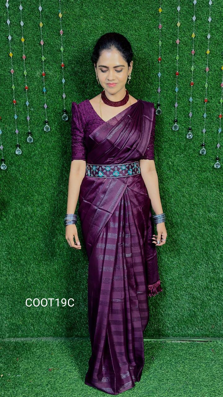 3 in 1 combo. Saree + designer blouse + belt.❌