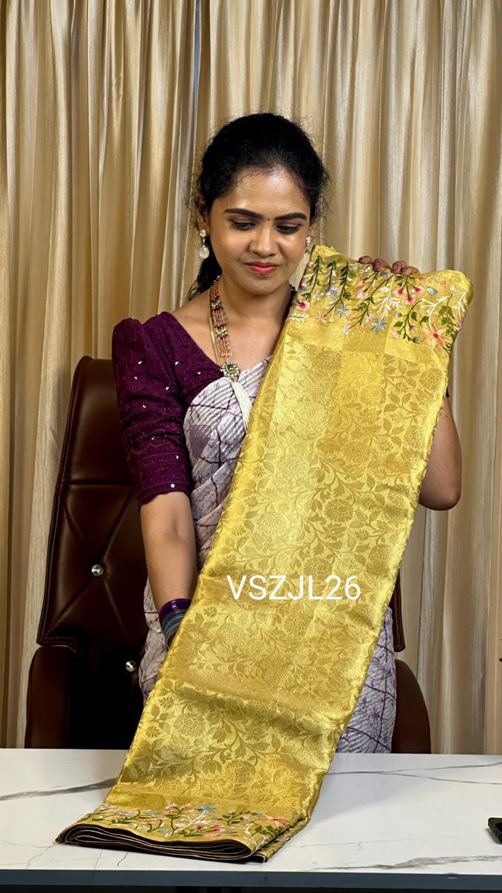 Golden katan tissue with embroidery border š„³