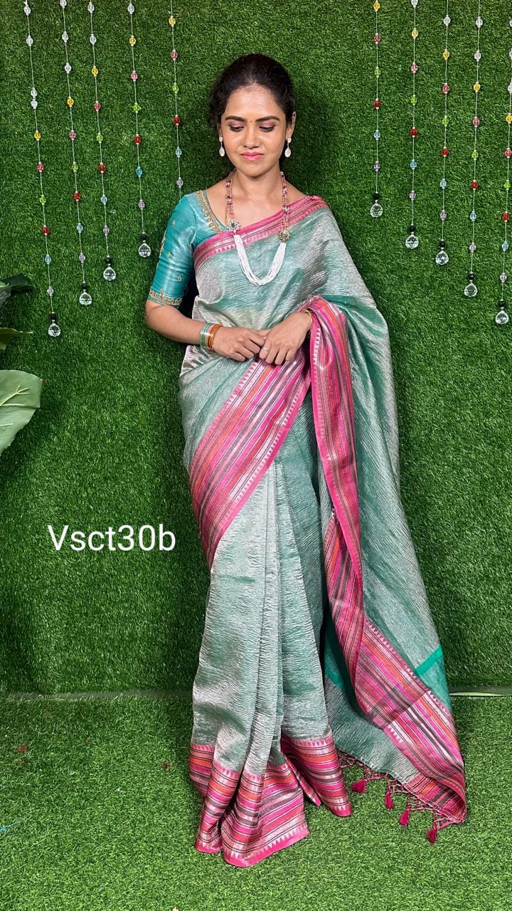 Crushed tissue saree prebook 🥳