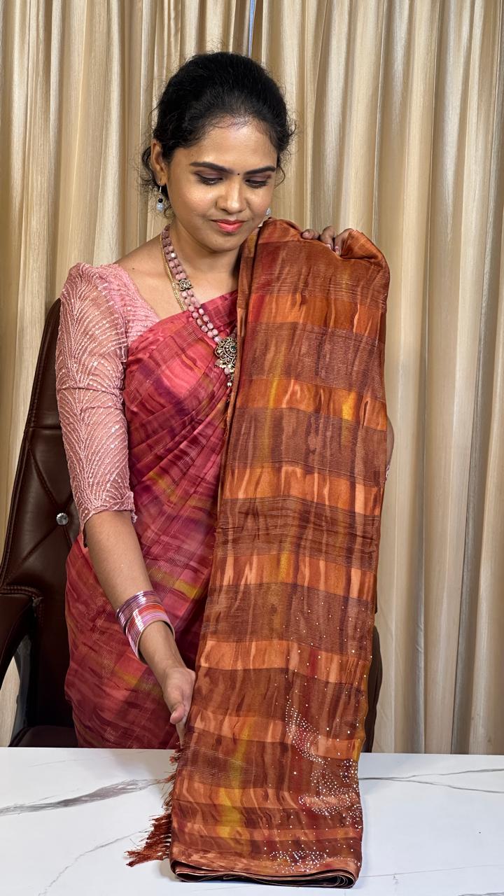 Designer saree with stone work❌