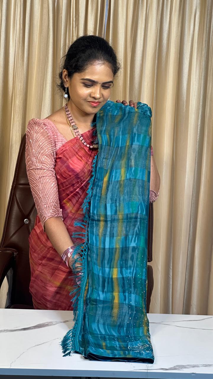 Designer saree with stone work❌