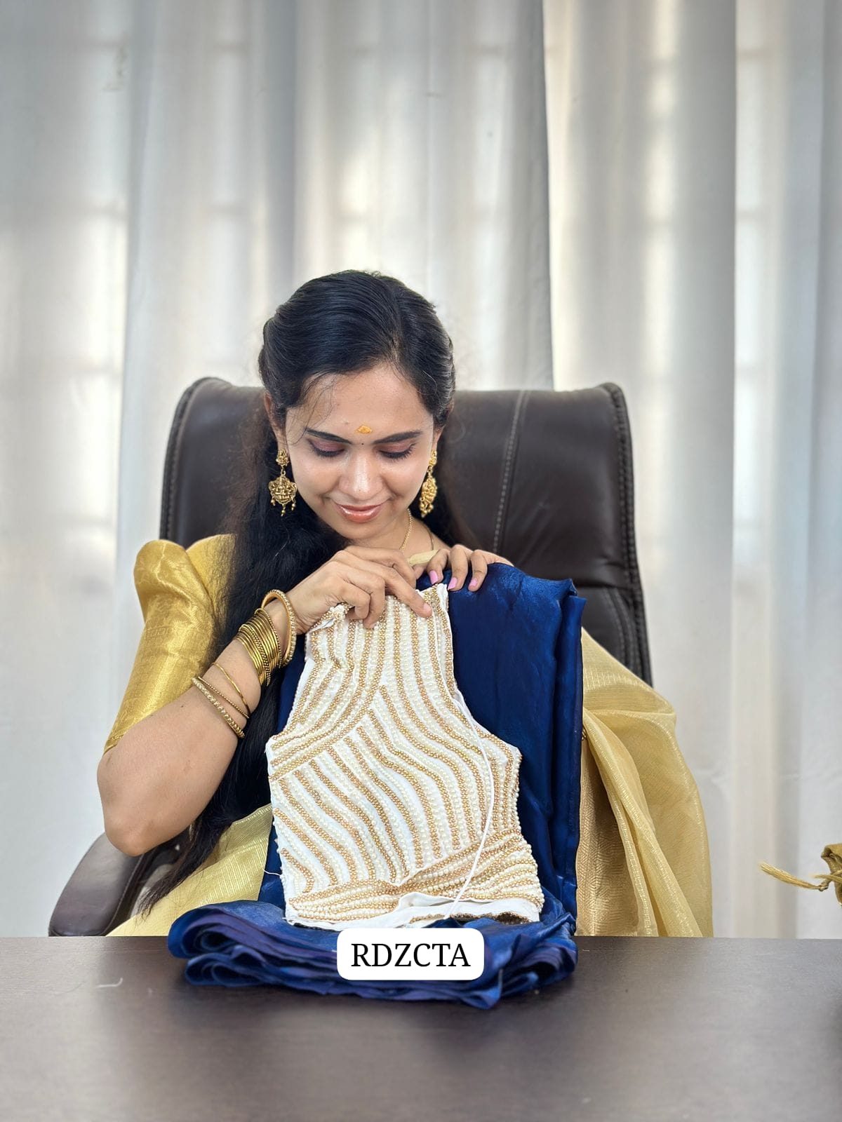 *Premium quality space silk
with pearl work readymade blouse combo - prebook