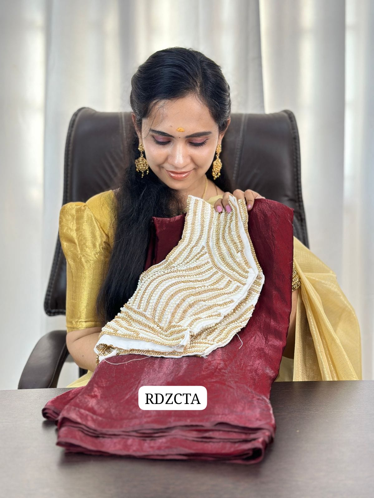 *Prebook 3 Weeks Bollywood style premium Party wear saree with pearl work readymade blouse combo at Rs.1799