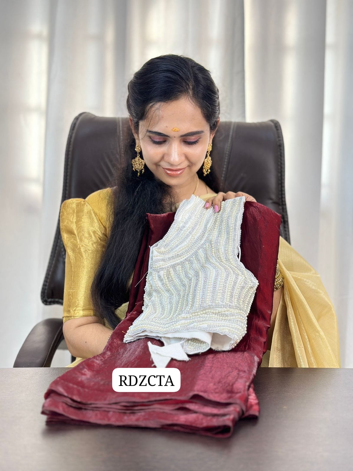 *Prebook 3 Weeks Bollywood style premium Party wear saree with pearl work readymade blouse combo