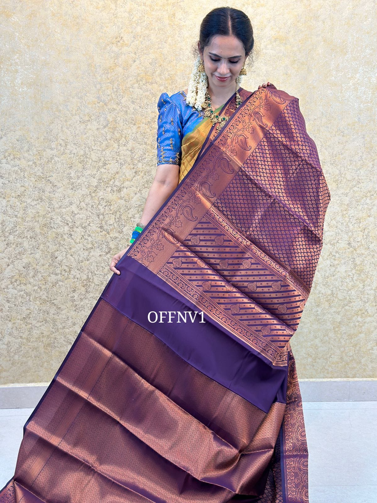 Semi silk saree with full zari Offer price