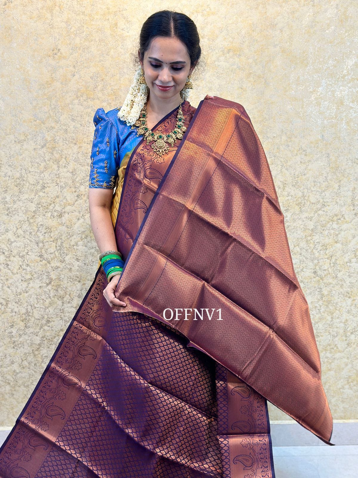 Semi silk saree with full zari Offer price
