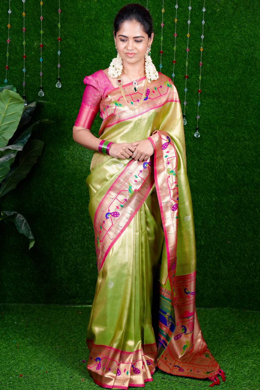 Paithani Semi silk sareeš„³