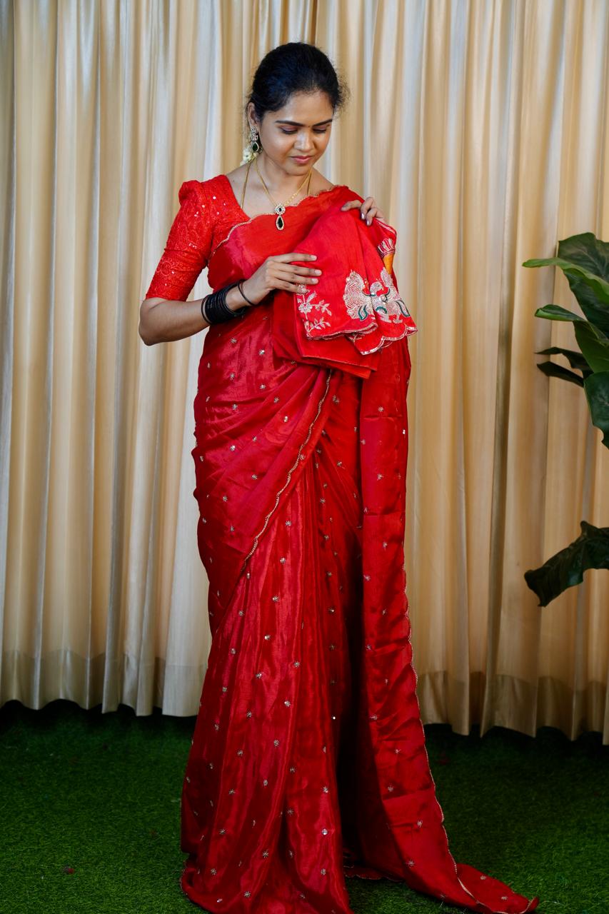 Designer saree with ready made blouse prebook 😍🥳prebook 20-25 days