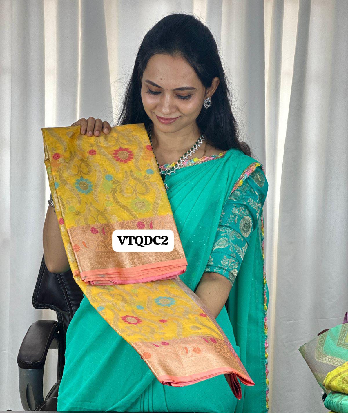Aadi offer🌹Premium quality shining multi color katan silk saree😍