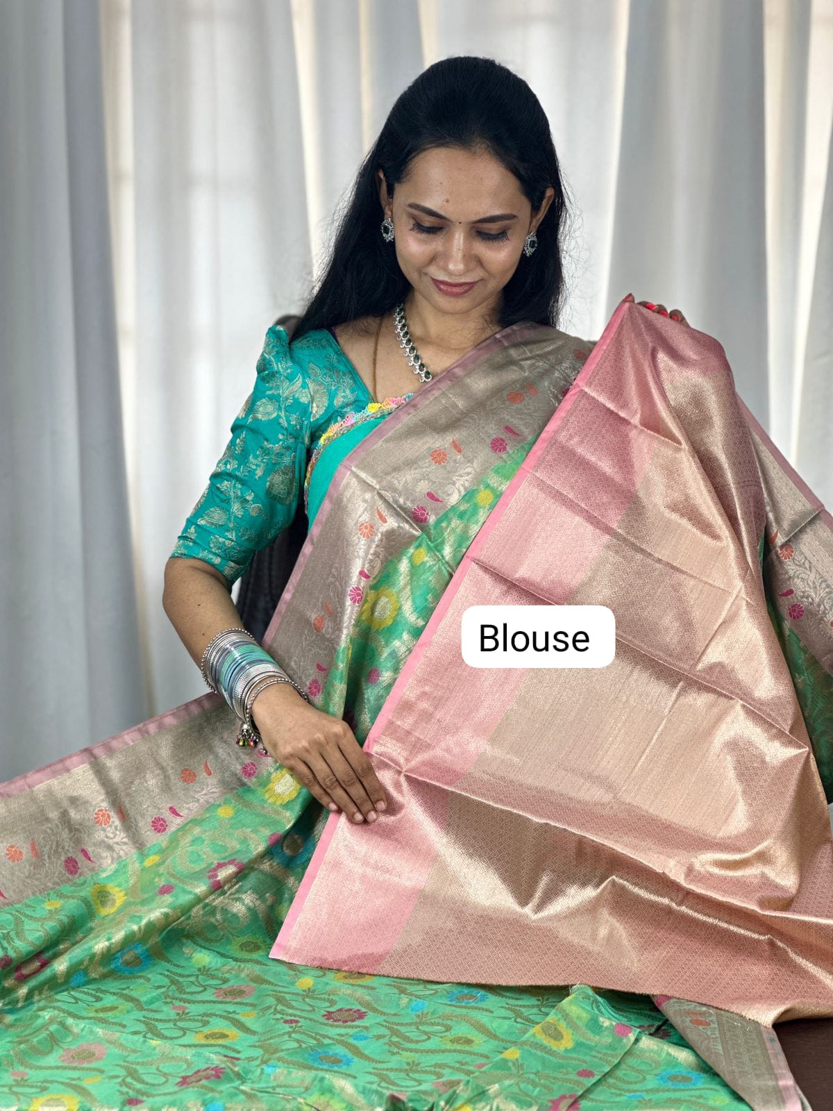 Premium quality shining multi color katan silk saree❌
