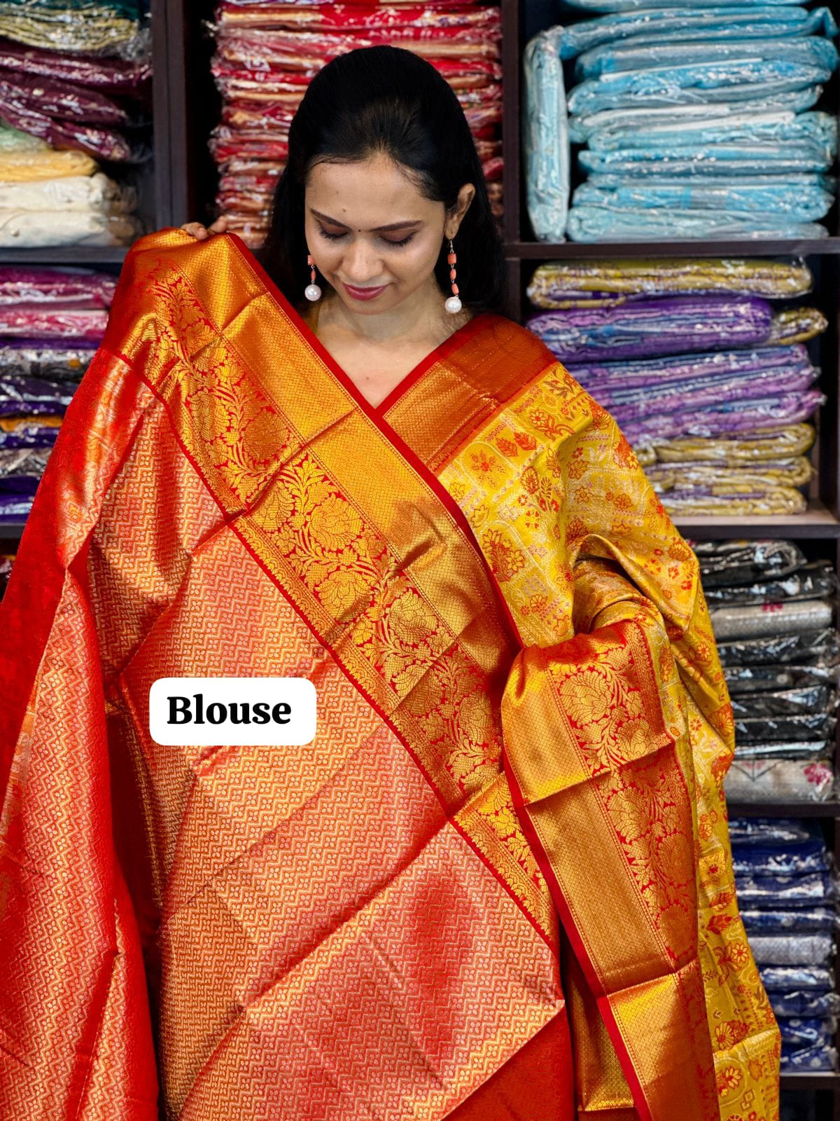 Kanchi semi silk saree with zari weaving❌