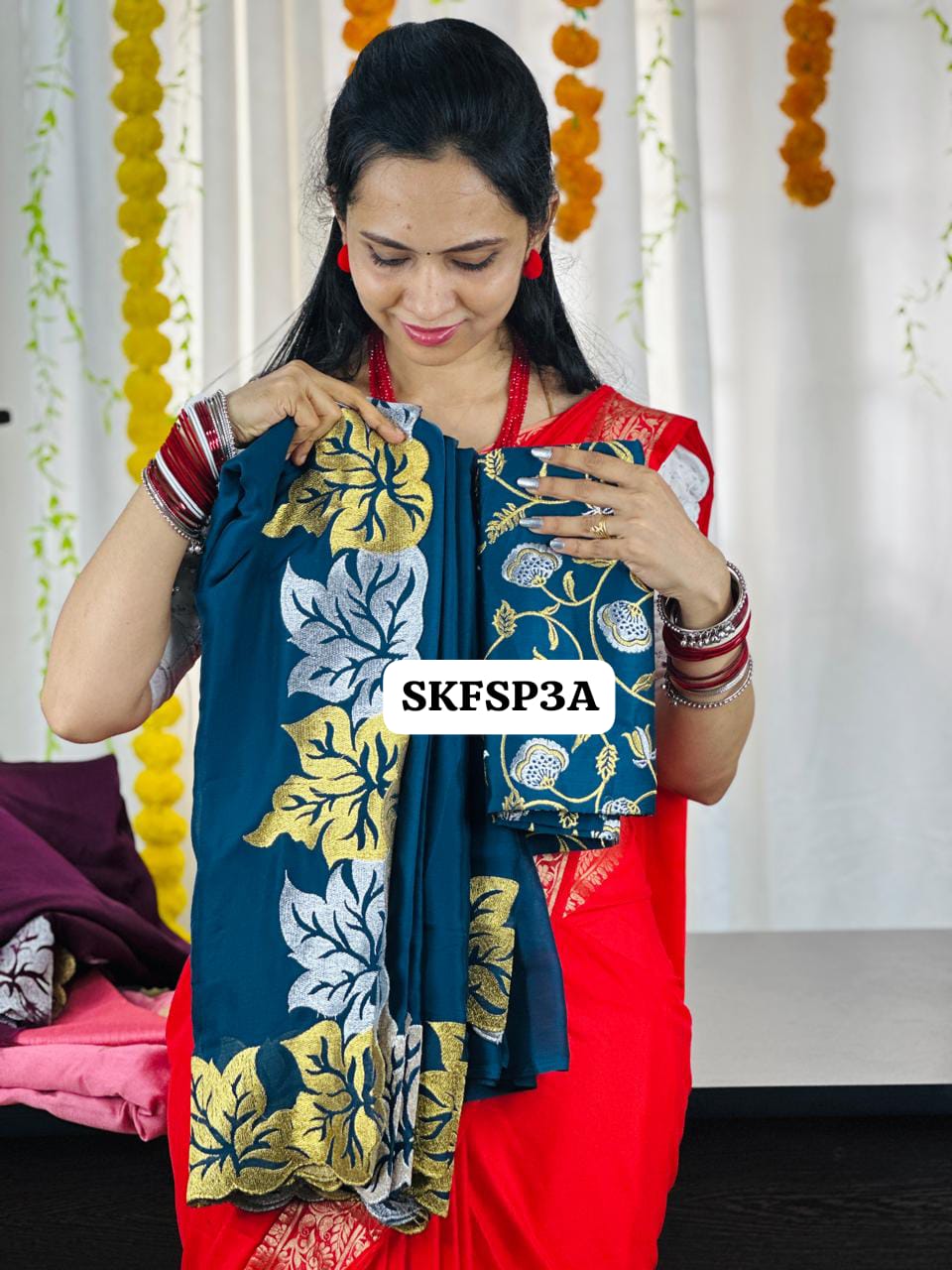 Premium Chiffon saree with cut work border, running Pallu and blouse prebook🥳