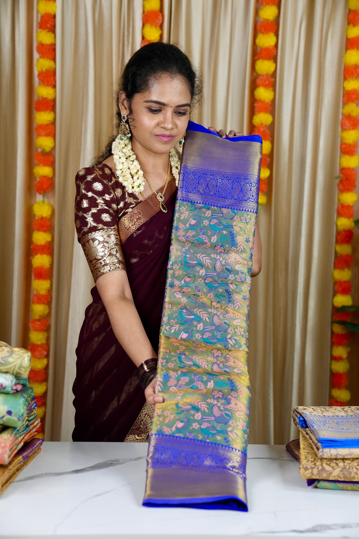 Kanchi inspired semi silk saree 👇