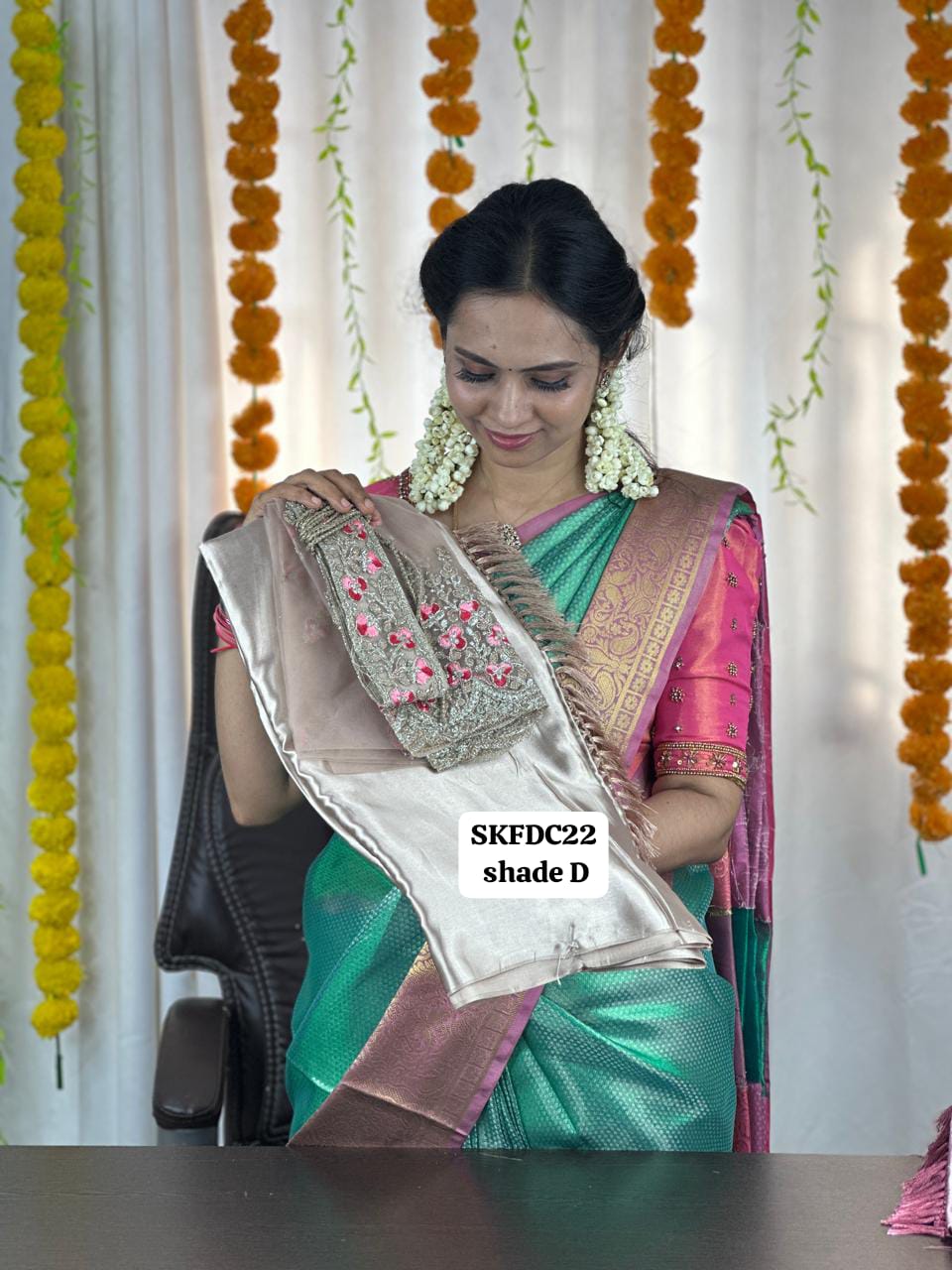 Premium quality Satin saree with designer blouse and belt❌