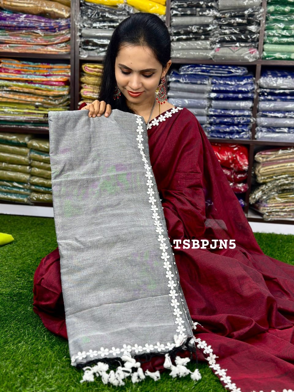 khadhi cotton saree with lace border🥳