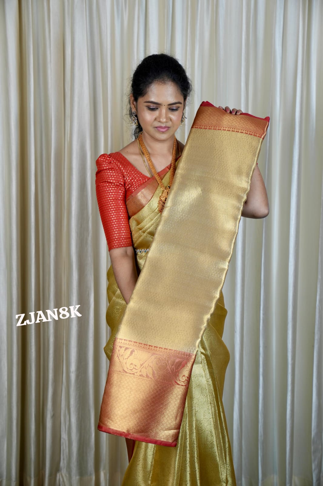 Golden zari weaving banarasi semi silk sarees prebook⌛