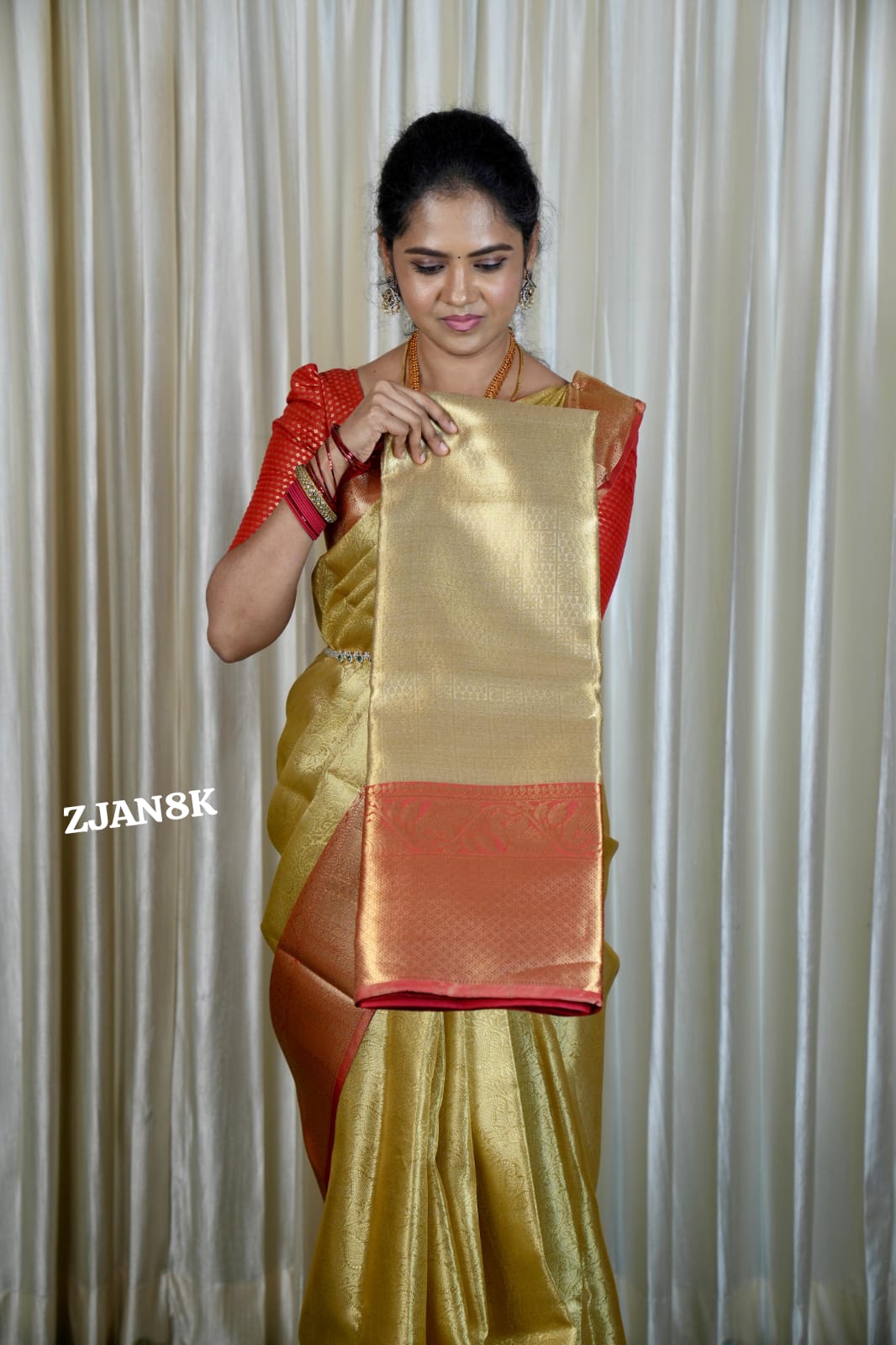 Golden zari weaving banarasi semi silk sarees prebook⌛