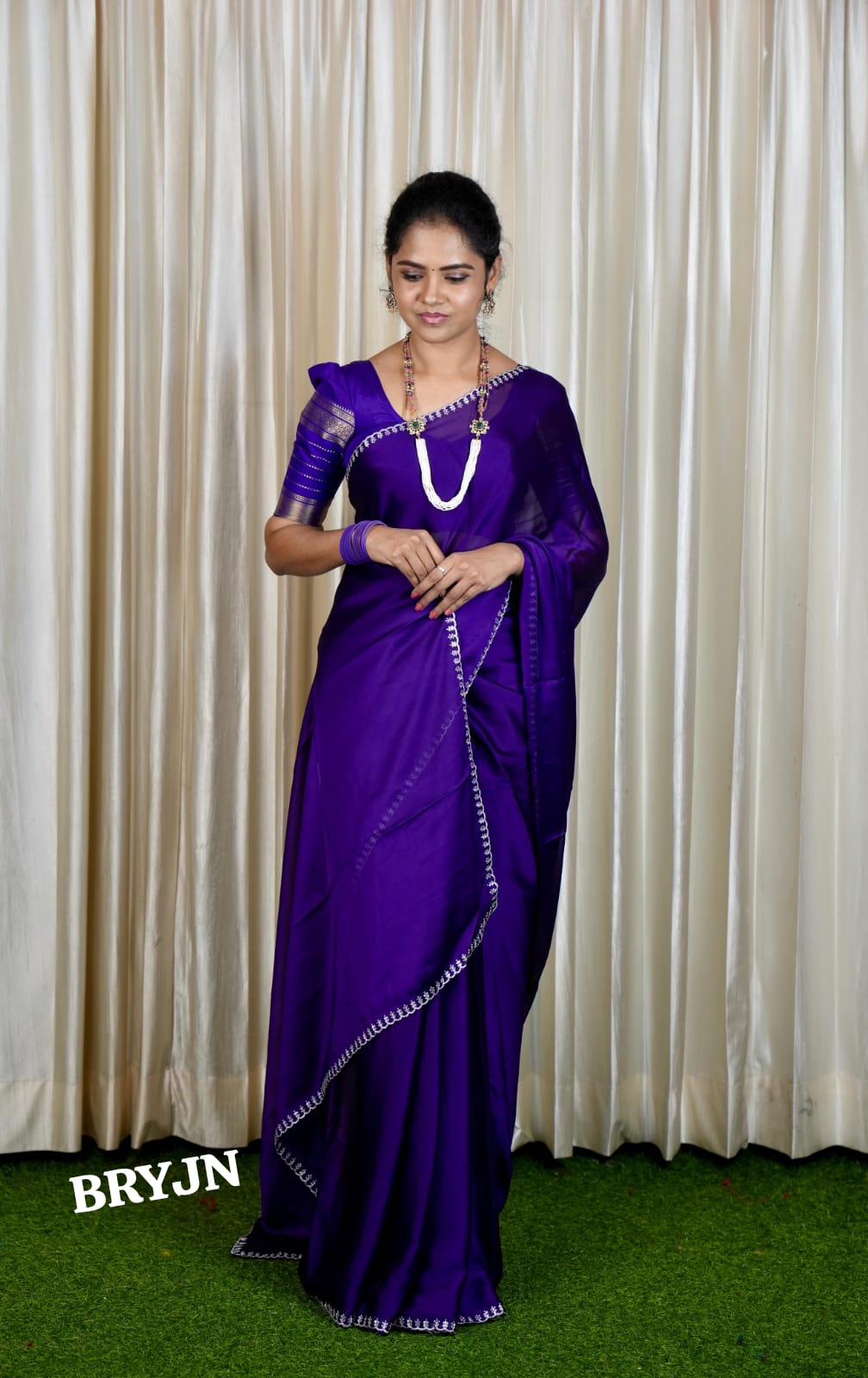Chiffon sarees with heavy work blouse sold❌