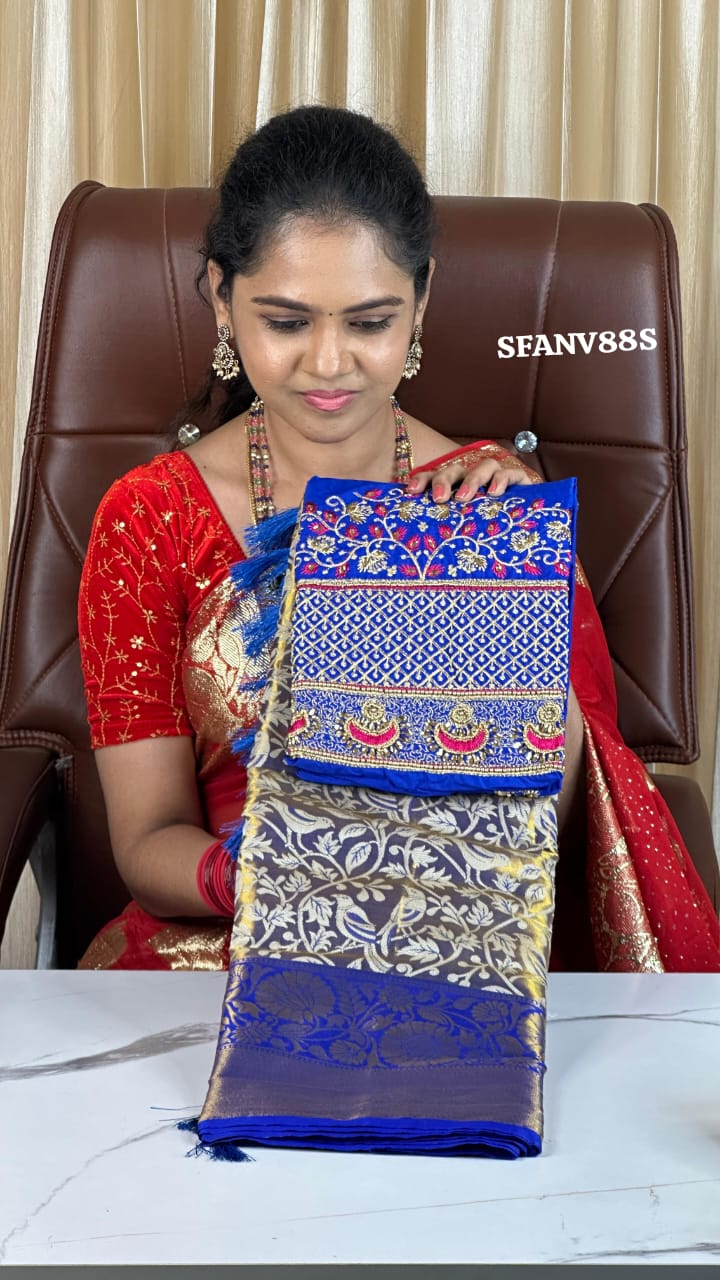 Kanchi silk saree royal blue 🥳