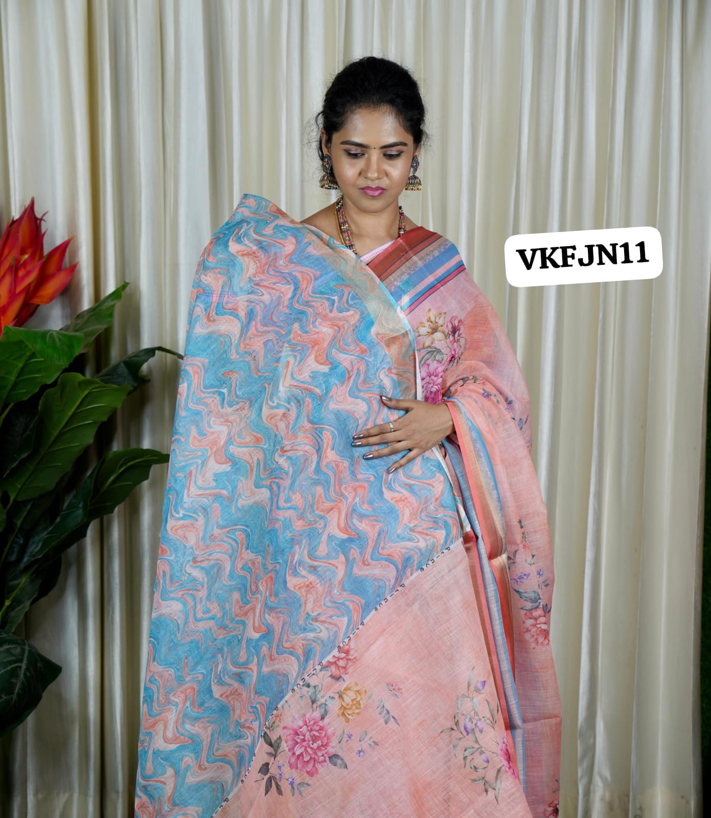 Linen digital print saree🥰🥳