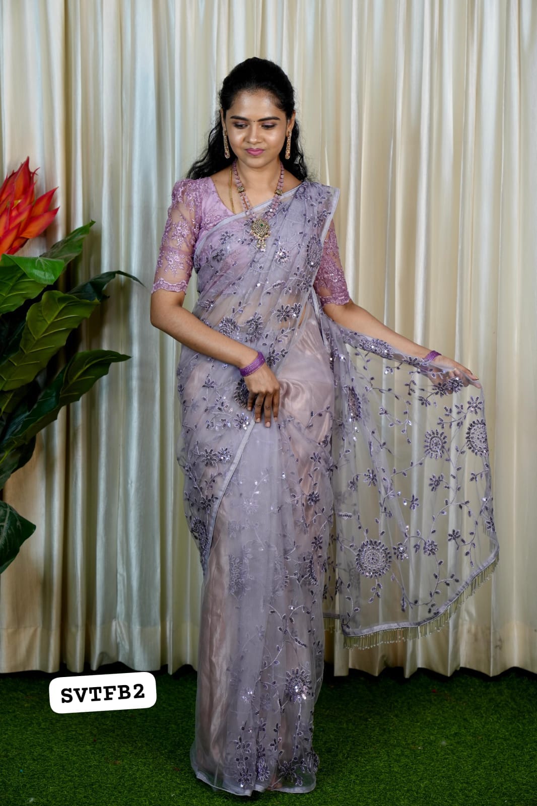 Designer net saree with designer blouse 🥳