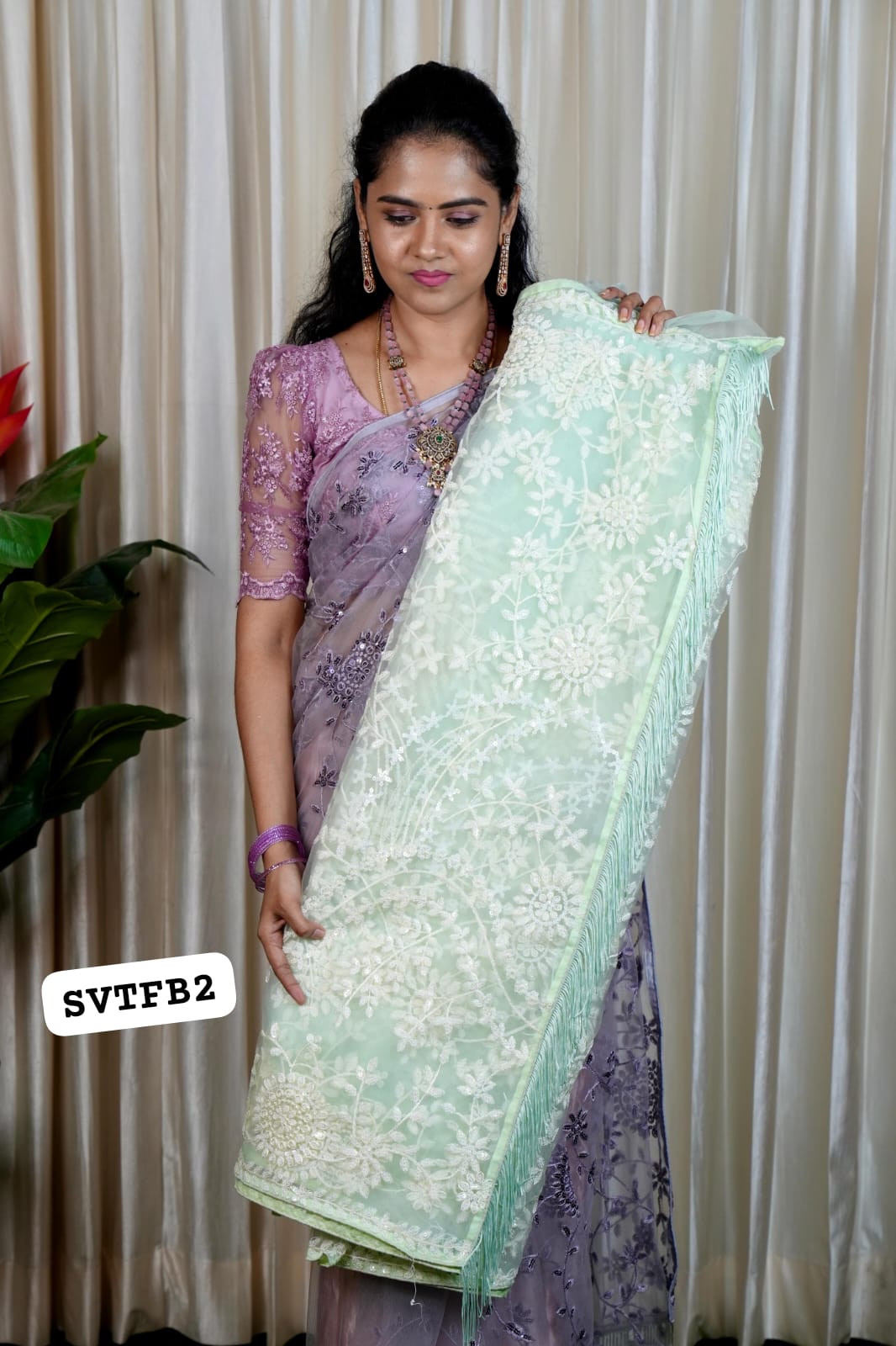 Designer net saree with designer blouse 🥳