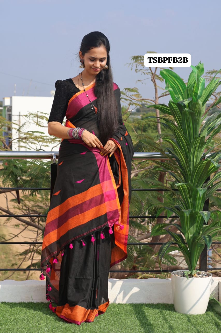 Pure khadhi cotton saree Ganga Jamuna border ❌STOCK OUT