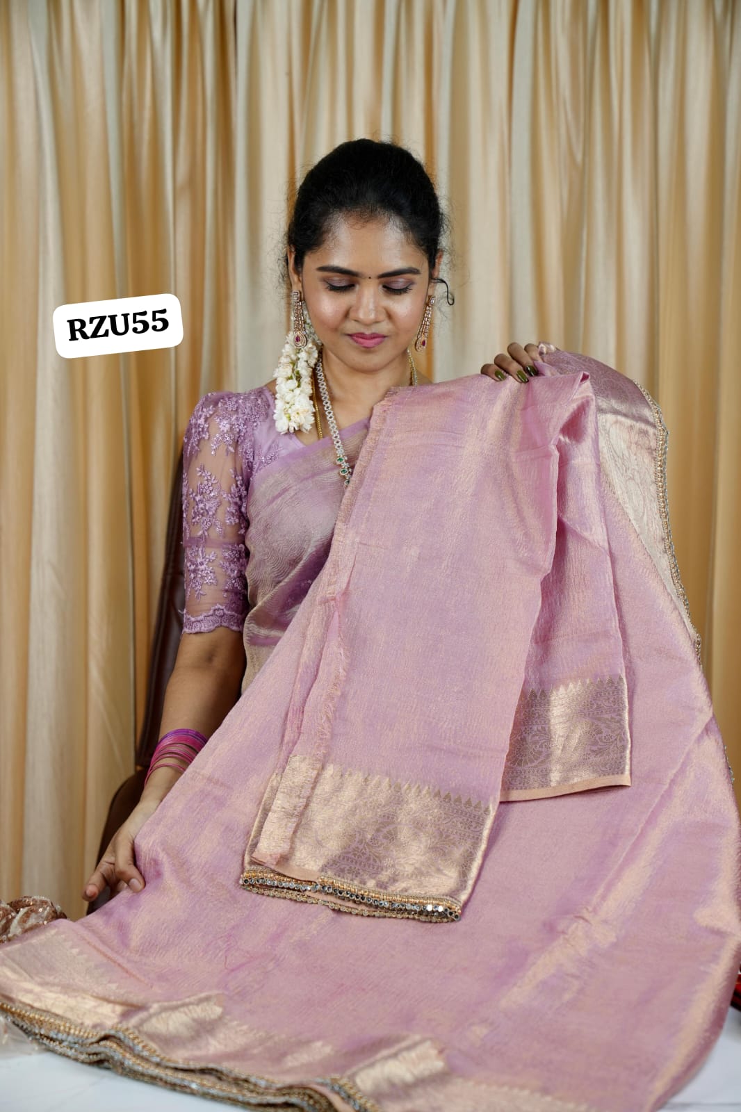 Premium Crushed tissue lace with running lace blouseš„³