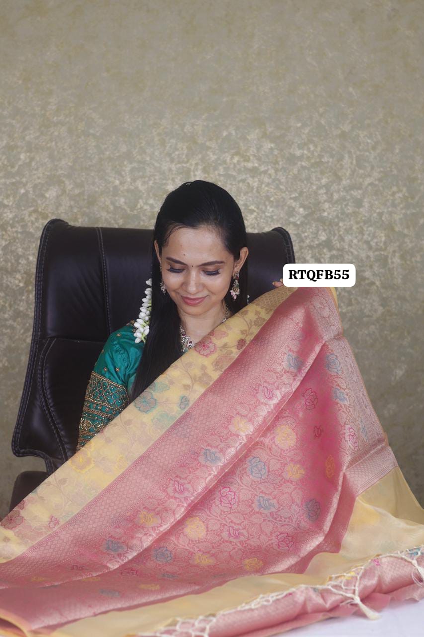 OfferPremium quality shining multiple color katan silk saree❌