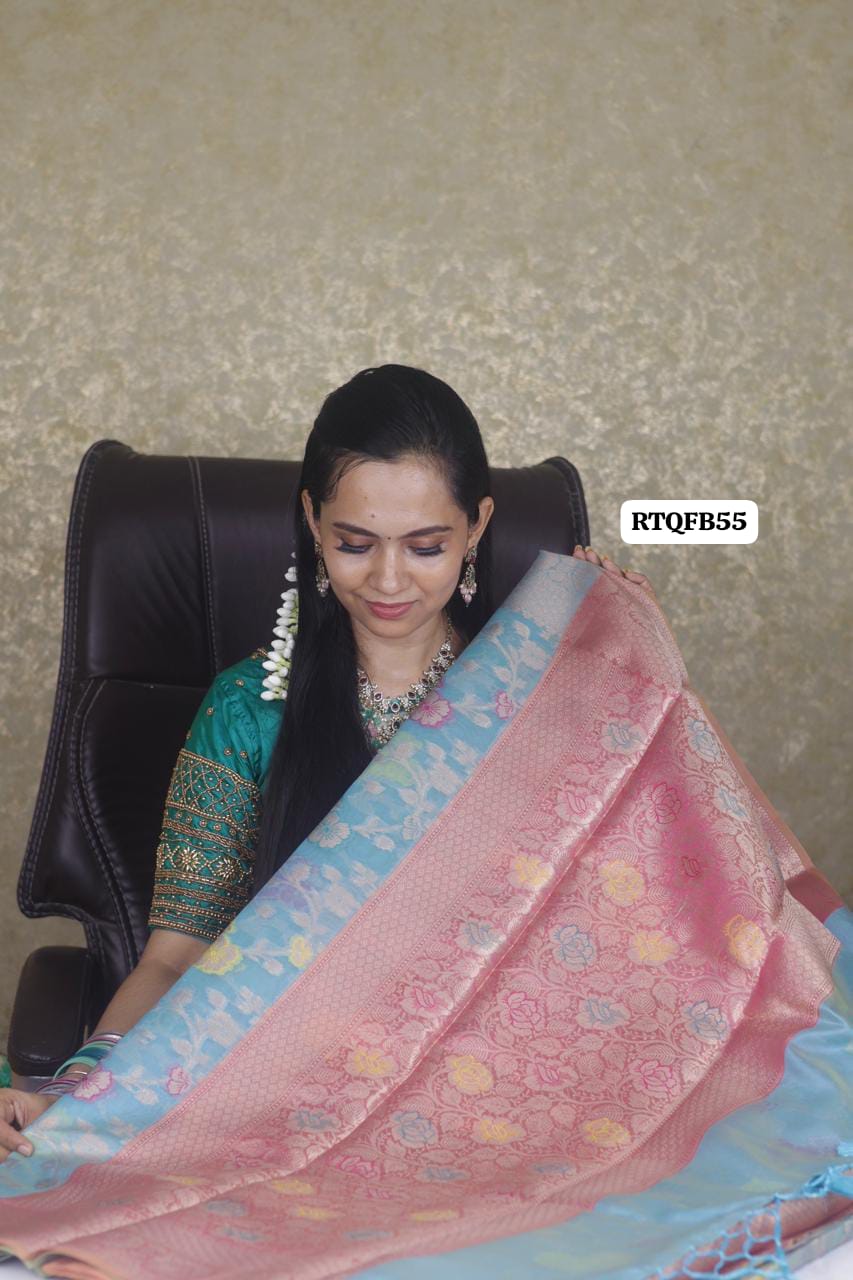 Premium quality shining multiple color katan silk saree❌
