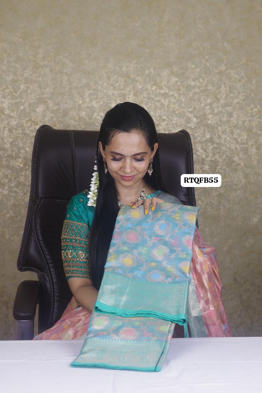 OfferPremium quality shining multiple color katan silk saree❌