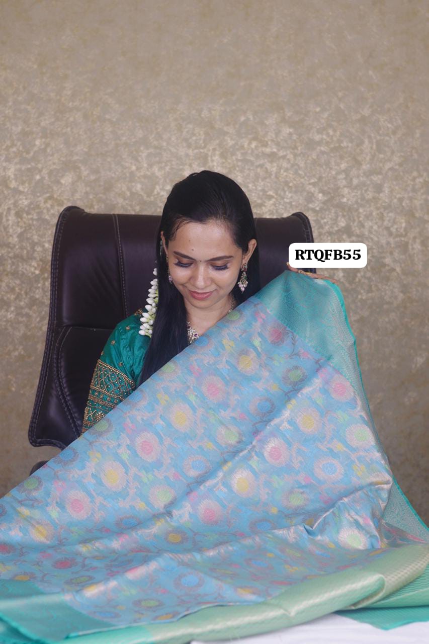 OfferPremium quality shining multiple color katan silk saree❌