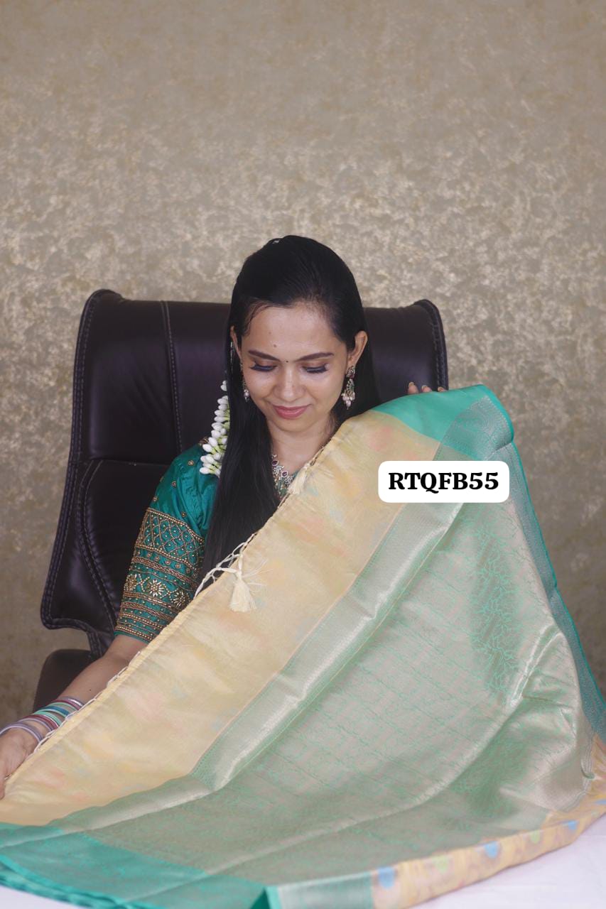 Offer🥳Premium quality shining multiple color katan silk saree