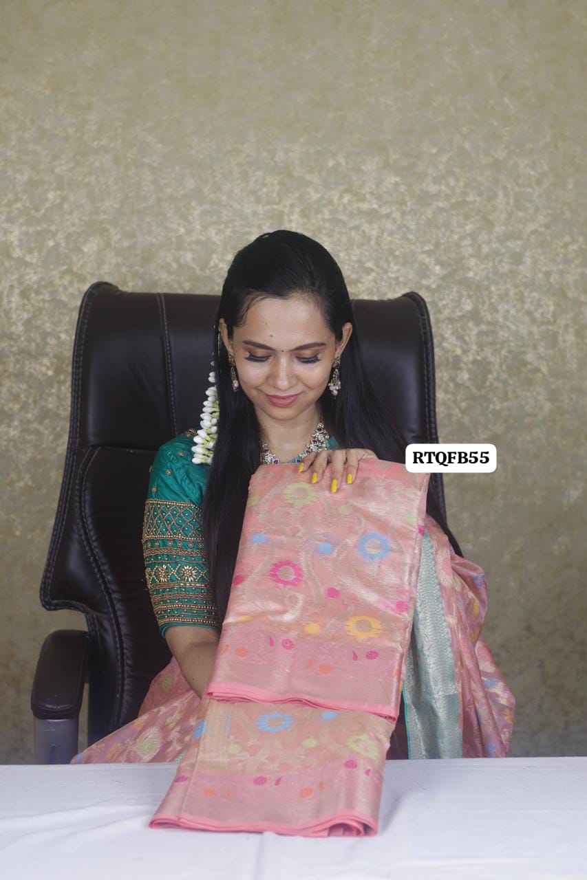 Premium quality shining multiple color katan silk saree ❌