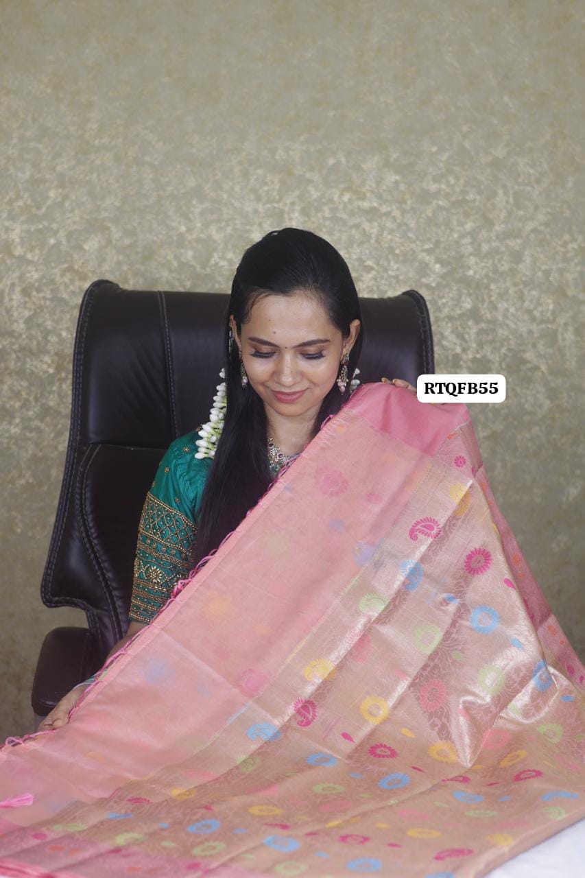 Premium quality shining multiple color katan silk saree ❌