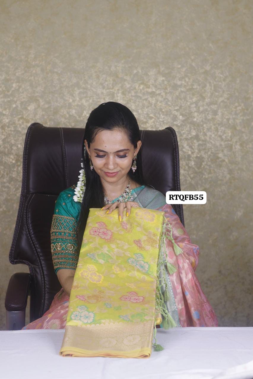 OfferPremium quality shining multiple color katan silk saree❌