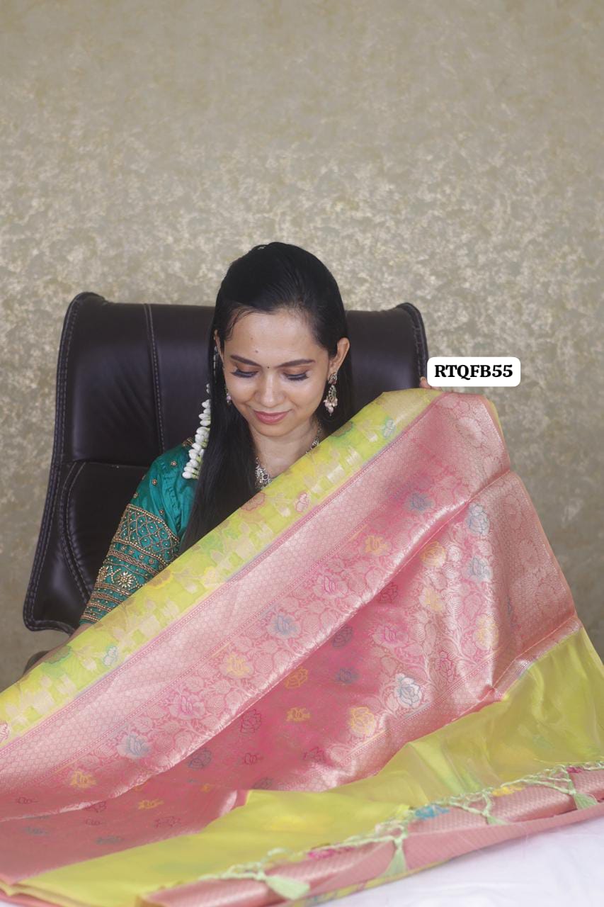OfferPremium quality shining multiple color katan silk saree❌